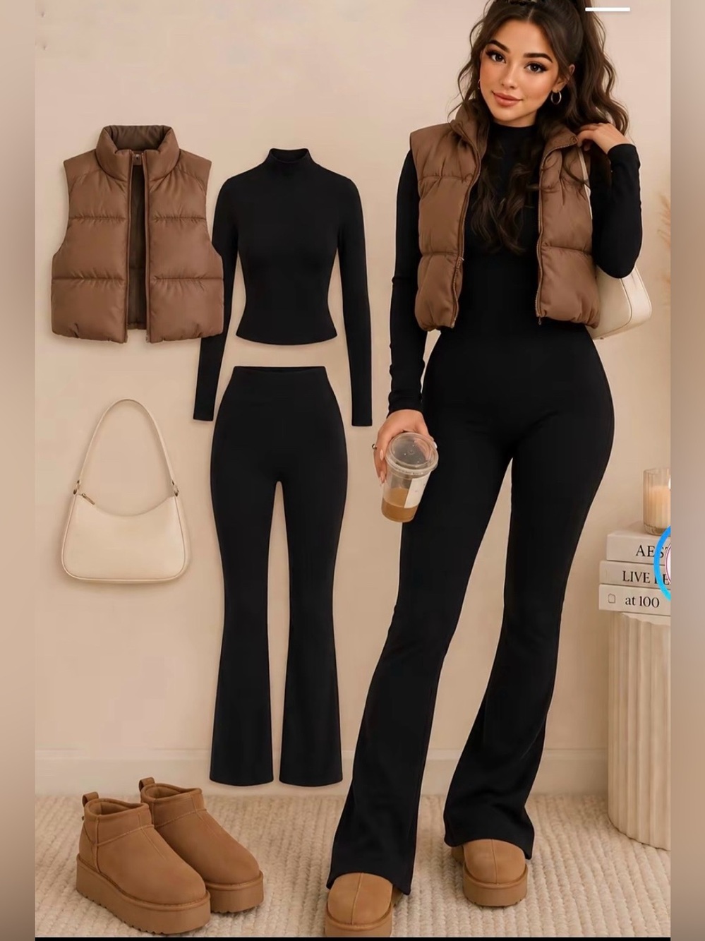 Divided Brown Puffer Vest — Cropped Quilted Layer EUC - Medium